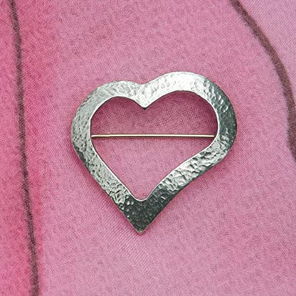 Heart Brooch, Handcast Pewter, Polished Finish