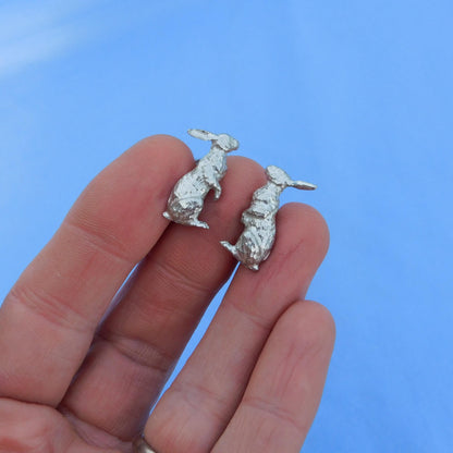 Hare Cufflinks (Upright Design), Handcast Pewter Cufflinks, Polished Finish