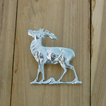 Stag Brooch, Handcast Pewter, Polished Finish