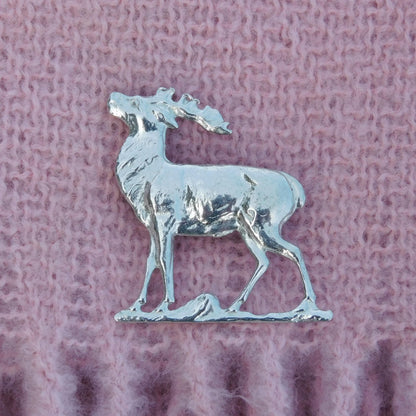 Stag Brooch, Handcast Pewter, Polished Finish