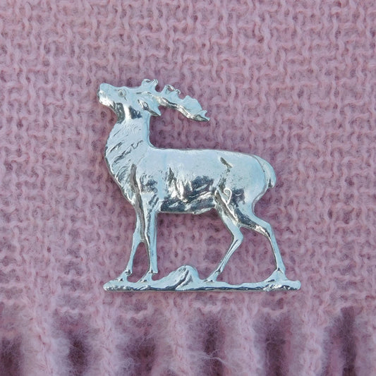 Stag Brooch, Handcast Pewter, Polished Finish