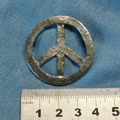 Peace Symbol Brooch, Handcast Pewter, Polished Finish