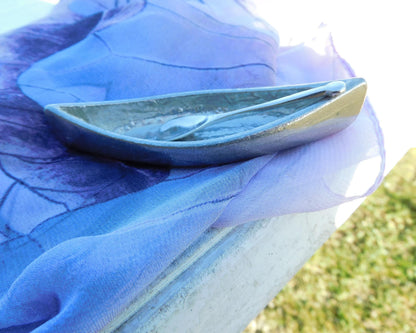 Canoe Salt Bowl With Pewter Spoon, Condiment Bowl , Hand Crafted House Warming Gift, In Fine Pewter By William Sturt