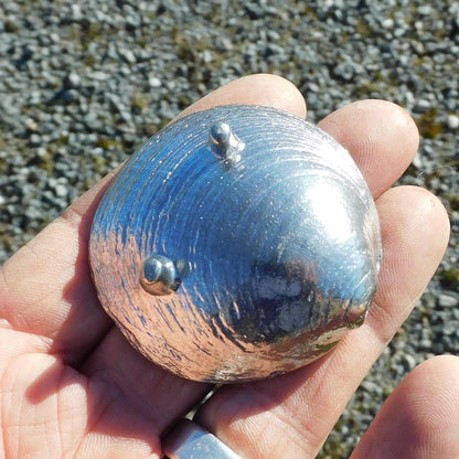 Cockle shell Salt Bowl With Pewter Spoon, Condiment Bowl, Handmade, , Hand Crafted, House warming Gift, In Fine Pewter, By William Sturt