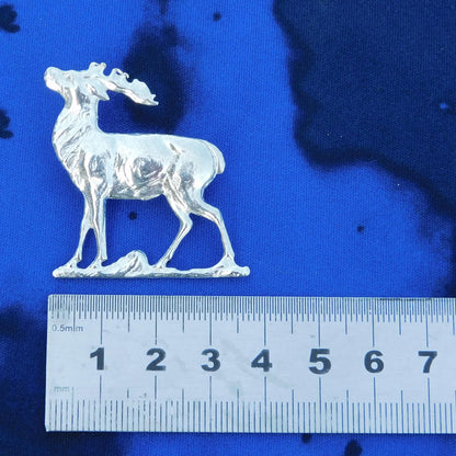 Stag Brooch, Handcast Pewter, Polished Finish