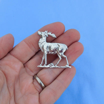 Stag Brooch, Handcast Pewter, Polished Finish