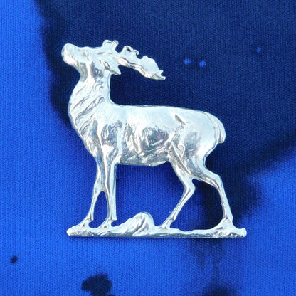 Stag Brooch, Handcast Pewter, Polished Finish