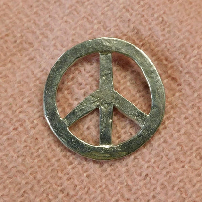Peace Symbol Brooch, Handcast Pewter, Polished Finish