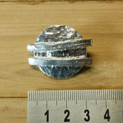 Textured Disc Brooch, Handcast Pewter, Polished Finish