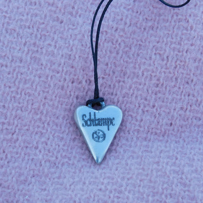 BDSM Heart Pendant engraved "Schlampe" (Slut), Personalised Fine Pewter Necklace, Handmade Gift by William Sturt