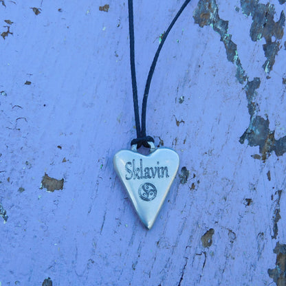BDSM Heart Pendant "Sklavin" (Female Slave), Personalised, Handmade Pewter Necklace, Intimate Gift by William Sturt