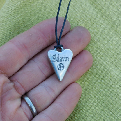 BDSM Heart Pendant "Sklavin" (Female Slave), Personalised, Handmade Pewter Necklace, Intimate Gift by William Sturt