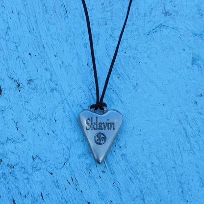 BDSM Heart Pendant "Sklavin" (Female Slave), Personalised, Handmade Pewter Necklace, Intimate Gift by William Sturt