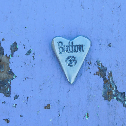 BDSM Pocket Heart "Button", Pewter Token, Personalised, Discreet Intimate Gift Handmade by William Sturt