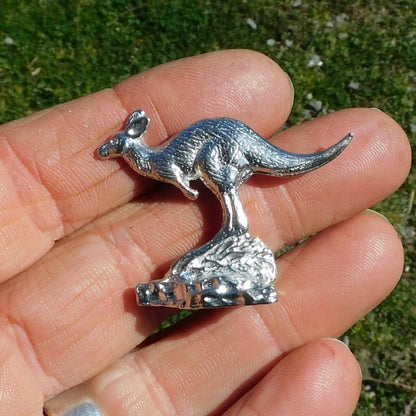 Kangaroo Figurine, Miniature Kangaroo, Kangaroo Totem, Handmade, Hand Crafted, Downunder, in Fine Pewter, by William Sturt