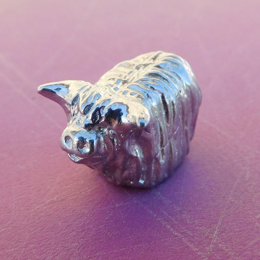 Highland Cow Figurine, Scottish Miniature, Scottish Highland, Handmade, Hand crafted in Fine Pewter, by William Sturt