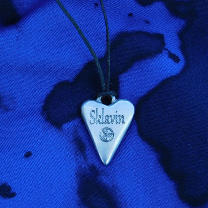 BDSM Heart Pendant "Sklavin" (Female Slave), Personalised, Handmade Pewter Necklace, Intimate Gift by William Sturt