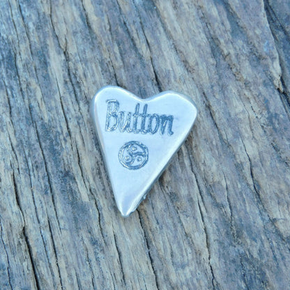 BDSM Pocket Heart "Button", Pewter Token, Personalised, Discreet Intimate Gift Handmade by William Sturt
