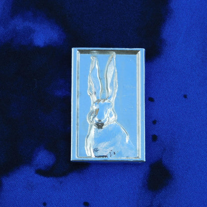 Hare Brooch (Solid Rectangle), Handcast Pewter, Polished Finish