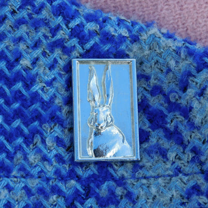 Hare Brooch (Solid Rectangle), Handcast Pewter, Polished Finish