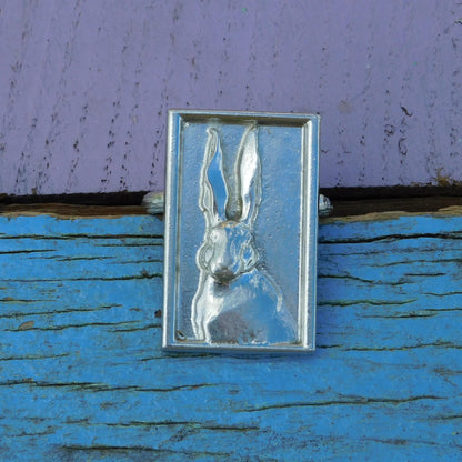 Framed Hare Scarf Ring, Handcast Pewter, Polished Finish