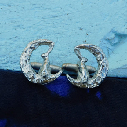 Hare Cufflinks (Backward Facing), Handcast Pewter Cufflinks, Polished Finish