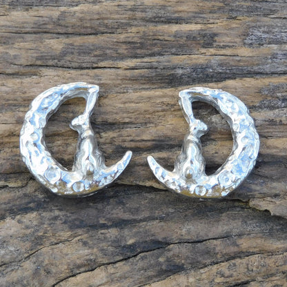 Hare Cufflinks (Backward Facing), Handcast Pewter Cufflinks, Polished Finish