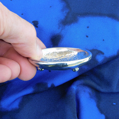 Beaten Pewter Salt Bowl with Spoon, Handmade by William Sturt – Small Artisan Salt Cellar