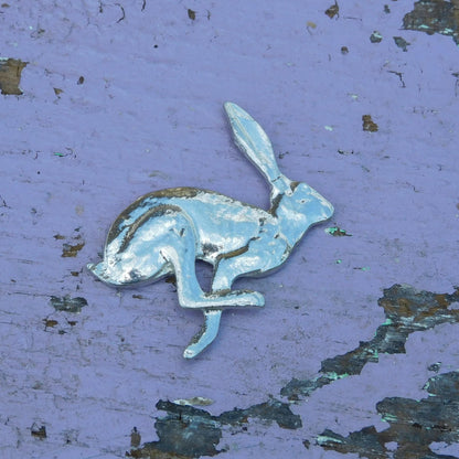 Hare Brooch (Running), Handcast Pewter, Polished Finish