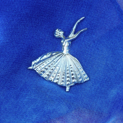 Ballerina Brooch, Handcast Pewter, Polished Finish