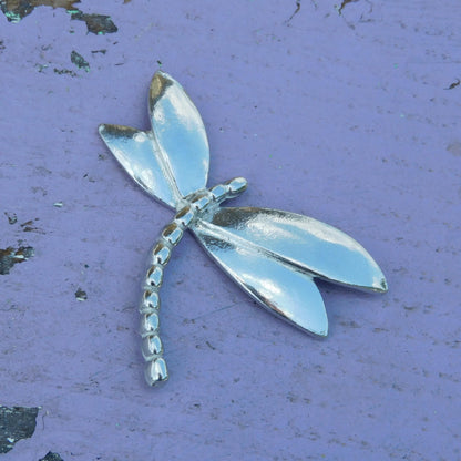 Dragonfly Brooch (Smooth Design), Handcast Pewter Brooch, Polished Finish