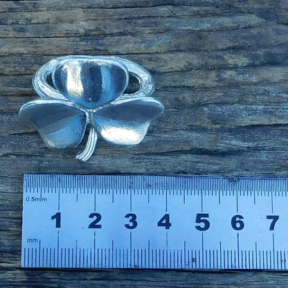 Shamrock Scarf Ring, Handcast Pewter, Polished Finish