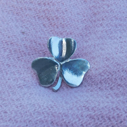 Shamrock Scarf Ring, Handcast Pewter, Polished Finish