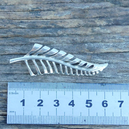 Fern Leaf Brooch (Slender Design), Handcast Pewter Brooch, Polished Finish