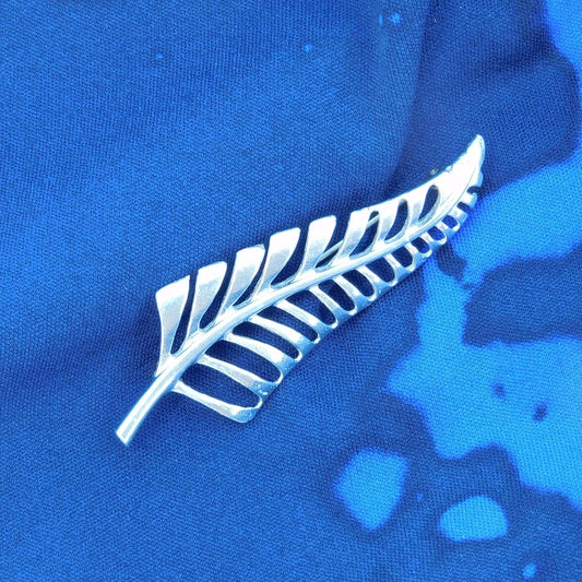 Fern Leaf Brooch (Slender Design), Handcast Pewter Brooch, Polished Finish