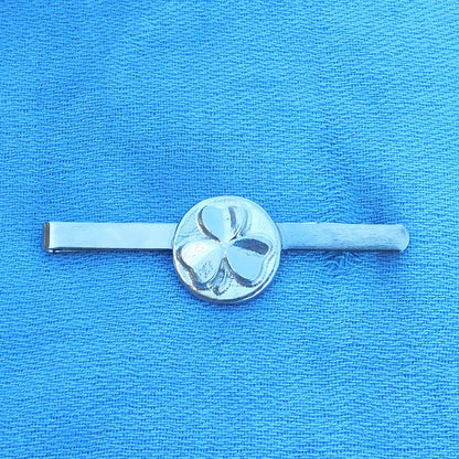 Shamrock Tie Clip, Handcast Pewter Tie Clip, Polished Finish