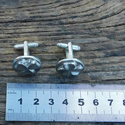 Shamrock Cufflinks, Handcast Pewter Cufflinks, Polished Finish