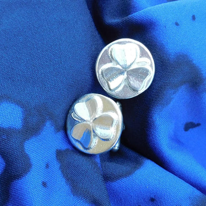 Shamrock Cufflinks, Handcast Pewter Cufflinks, Polished Finish