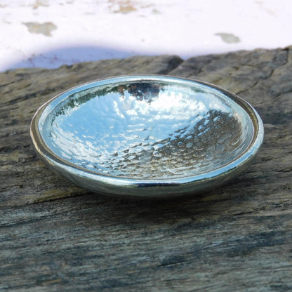 Beaten Pewter Ring Dish, Handmade by William Sturt – Artisan Jewelry Bowl or Trinket Dish