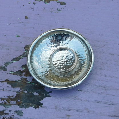 Beaten Pewter Ring Dish, Handmade by William Sturt – Artisan Jewelry Bowl or Trinket Dish