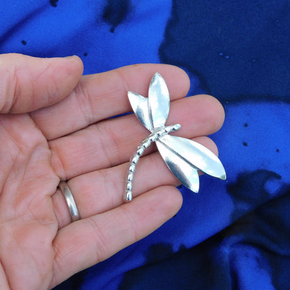 Dragonfly Brooch (Smooth Design), Handcast Pewter Brooch, Polished Finish