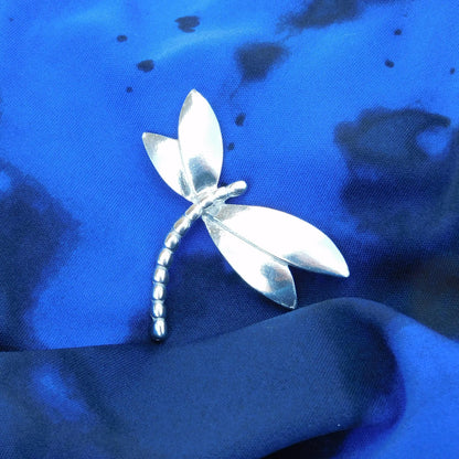 Dragonfly Brooch (Smooth Design), Handcast Pewter Brooch, Polished Finish