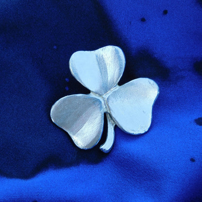 Shamrock Brooch, Handcast Pewter, Polished Finish