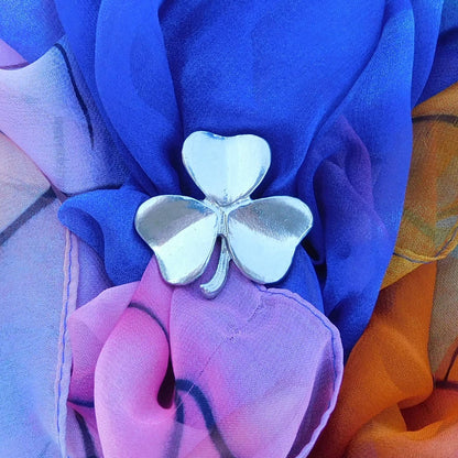 Shamrock Brooch, Handcast Pewter, Polished Finish