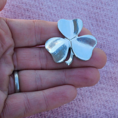 Shamrock Scarf Ring, Handcast Pewter, Polished Finish