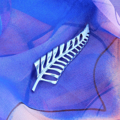 Fern Leaf Brooch (Slender Design), Handcast Pewter Brooch, Polished Finish