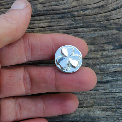 Shamrock Cufflinks, Handcast Pewter Cufflinks, Polished Finish