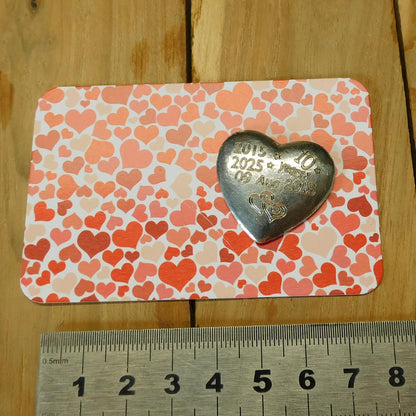 Personalised Heart Token, Tin Anniversary, 10 years, Ten Years, Custom Date and Years, William Sturt Fine Pewter