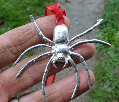 Spider Christmas Decoration – Handcast Pewter Ornament – Unique Tree Hanging