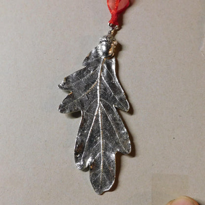 Oak Leaf Christmas Decoration, Handmade Pewter Ornament by William Sturt Fine Pewter